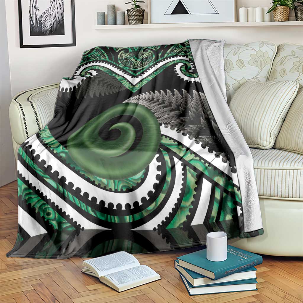 Koru Pounamu Aotearoa Blanket Maori Paua Shell Mix Silver Fern