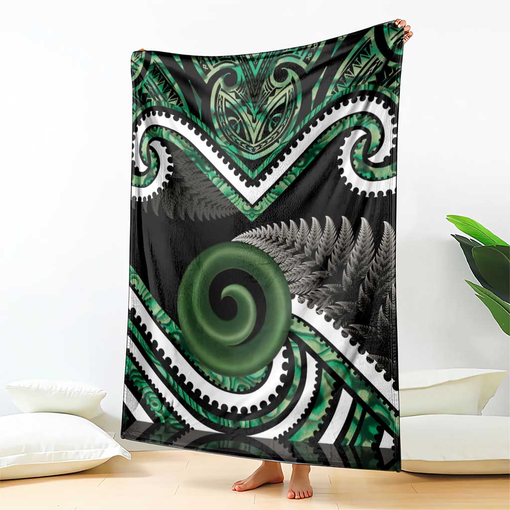 Koru Pounamu Aotearoa Blanket Maori Paua Shell Mix Silver Fern