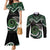 Koru Pounamu Aotearoa Couples Matching Mermaid Dress and Long Sleeve Button Shirt Maori Paua Shell Mix Silver Fern