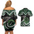 Koru Pounamu Aotearoa Couples Matching Off Shoulder Short Dress and Hawaiian Shirt Maori Paua Shell Mix Silver Fern