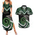 Koru Pounamu Aotearoa Couples Matching Summer Maxi Dress and Hawaiian Shirt Maori Paua Shell Mix Silver Fern