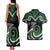 Koru Pounamu Aotearoa Couples Matching Tank Maxi Dress and Hawaiian Shirt Maori Paua Shell Mix Silver Fern