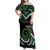 Koru Pounamu Aotearoa Family Matching Off Shoulder Maxi Dress and Hawaiian Shirt Maori Paua Shell Mix Silver Fern