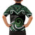 Koru Pounamu Aotearoa Family Matching Off Shoulder Short Dress and Hawaiian Shirt Maori Paua Shell Mix Silver Fern