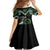 Koru Pounamu Aotearoa Family Matching Off Shoulder Short Dress and Hawaiian Shirt Maori Paua Shell Mix Silver Fern