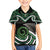 Koru Pounamu Aotearoa Family Matching Off Shoulder Short Dress and Hawaiian Shirt Maori Paua Shell Mix Silver Fern