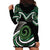 Koru Pounamu Aotearoa Hoodie Dress Maori Paua Shell Mix Silver Fern