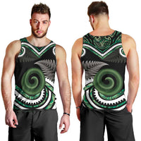Koru Pounamu Aotearoa Men Tank Top Maori Paua Shell Mix Silver Fern