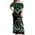 Koru Pounamu Aotearoa Off Shoulder Maxi Dress Maori Paua Shell Mix Silver Fern