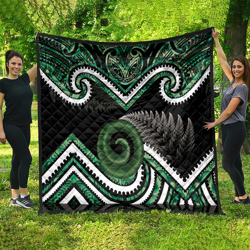 Koru Pounamu Aotearoa Quilt Maori Paua Shell Mix Silver Fern LT14 - Polynesian Pride