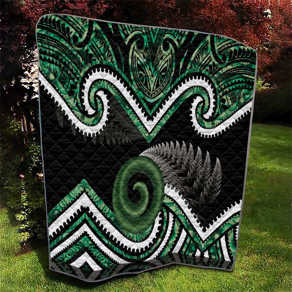 Koru Pounamu Aotearoa Quilt Maori Paua Shell Mix Silver Fern LT14 - Polynesian Pride