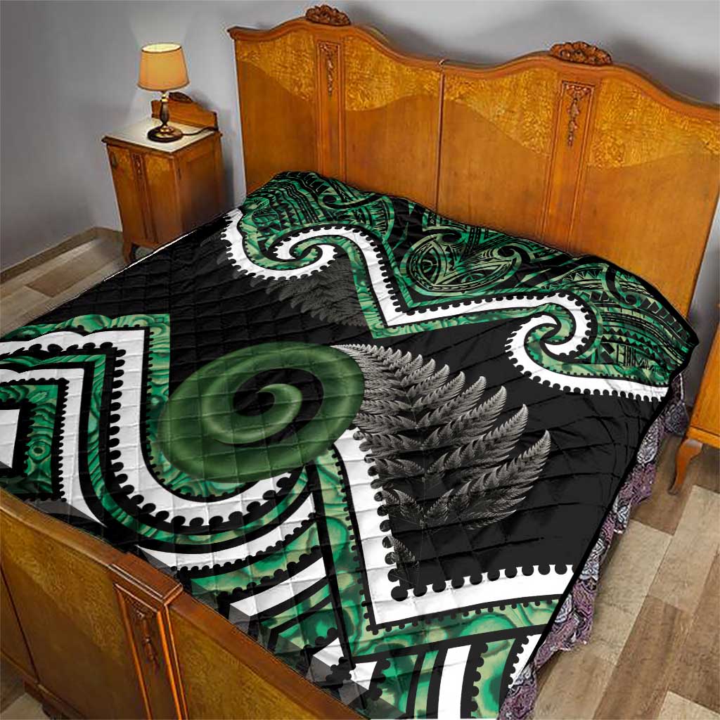 Koru Pounamu Aotearoa Quilt Maori Paua Shell Mix Silver Fern LT14 - Polynesian Pride