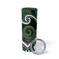 Koru Pounamu Aotearoa Skinny Tumbler Maori Paua Shell Mix Silver Fern LT14 - Polynesian Pride