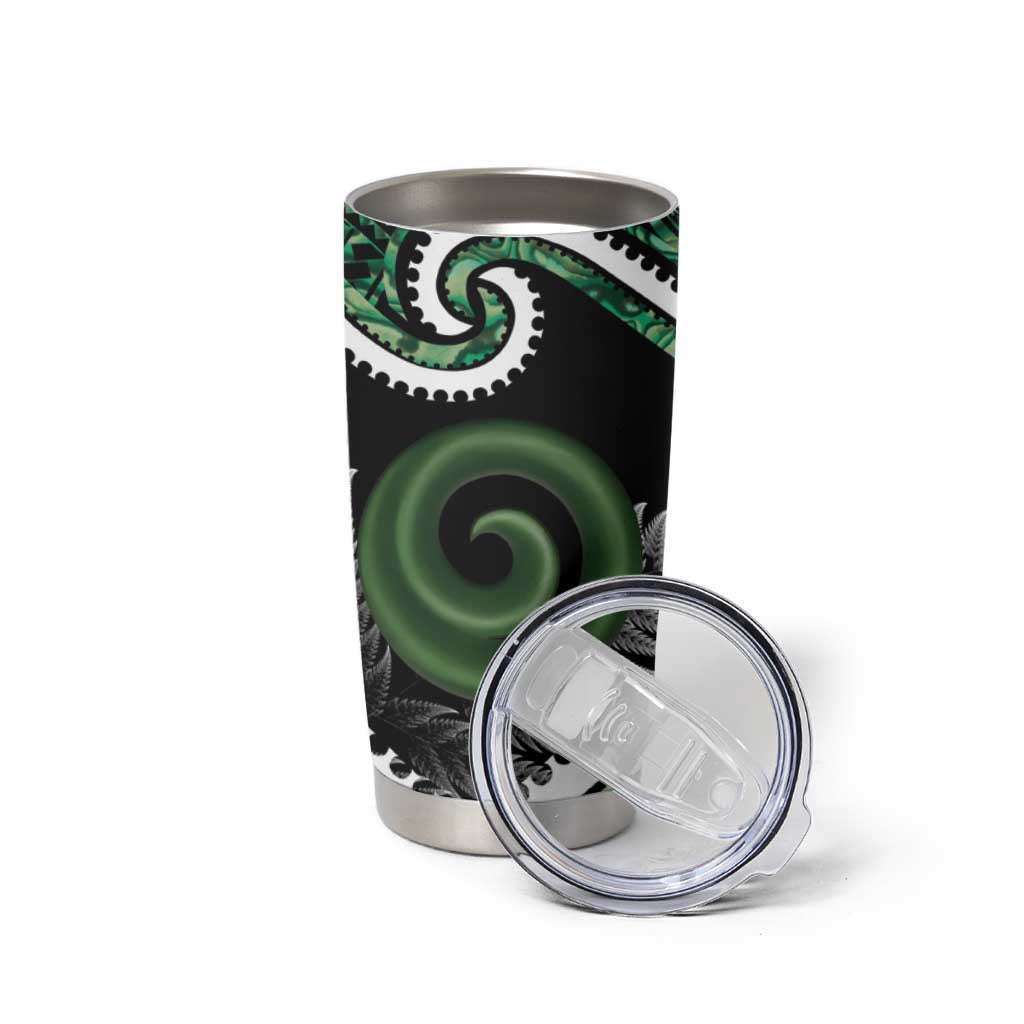 Koru Pounamu Aotearoa Tumbler Cup Maori Paua Shell Mix Silver Fern LT14 - Polynesian Pride