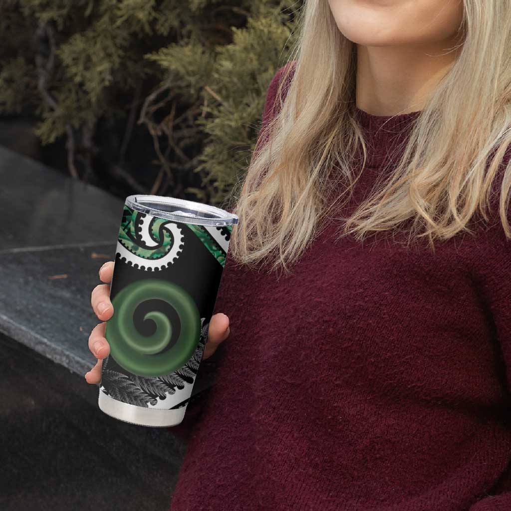 Koru Pounamu Aotearoa Tumbler Cup Maori Paua Shell Mix Silver Fern LT14 - Polynesian Pride