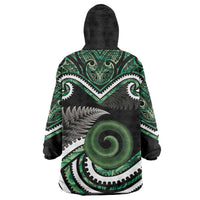 Koru Pounamu Aotearoa Wearable Blanket Hoodie Maori Paua Shell Mix Silver Fern