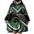 Koru Pounamu Aotearoa Wearable Blanket Hoodie Maori Paua Shell Mix Silver Fern