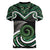 Koru Pounamu Aotearoa Women V-Neck T-Shirt Maori Paua Shell Mix Silver Fern