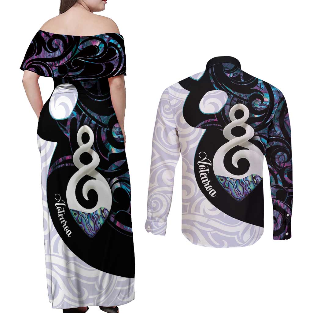 Aotearoa Pikorua Couples Matching Off Shoulder Maxi Dress and Long Sleeve Button Shirt NZ Twist - Bond And Love LT14 - Polynesian Pride