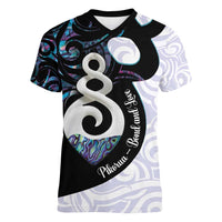 Aotearoa Pikorua Women V-Neck T-Shirt NZ Twist - Bond And Love LT14 Female White - Polynesian Pride