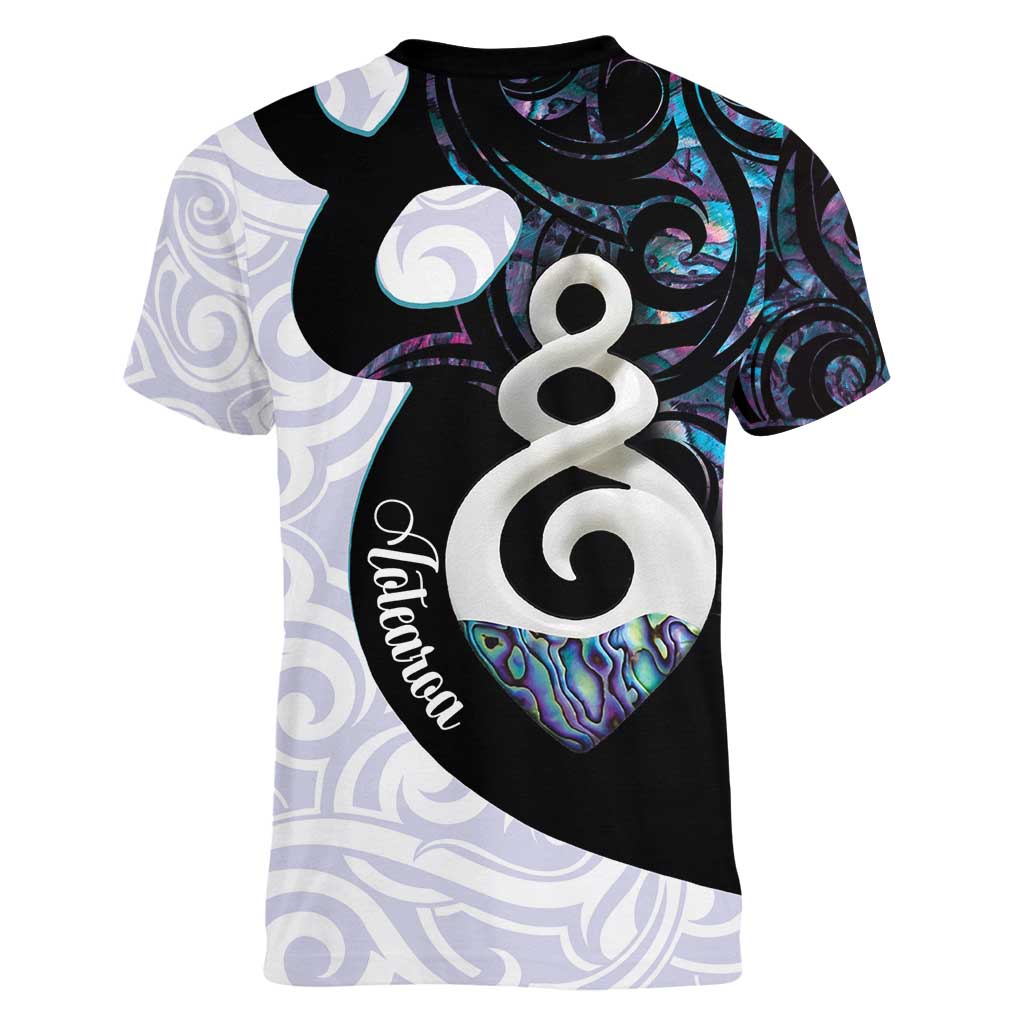 Aotearoa Pikorua Women V-Neck T-Shirt NZ Twist - Bond And Love LT14 - Polynesian Pride