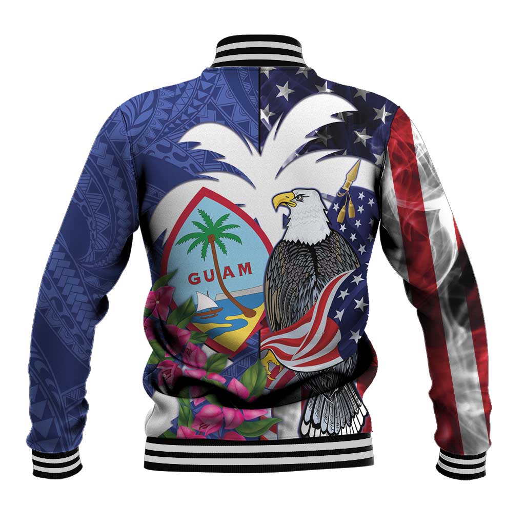 United States Guam Baseball Jacket USA Eagle Guahan Seal Bougainvillea LT14 - Polynesian Pride