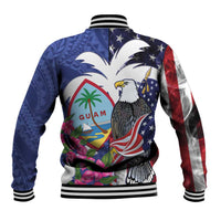 United States Guam Baseball Jacket USA Eagle Guahan Seal Bougainvillea LT14 - Polynesian Pride