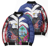 United States Guam Bomber Puffer Jacket USA Eagle Guahan Seal Bougainvillea LT14 - Polynesian Pride