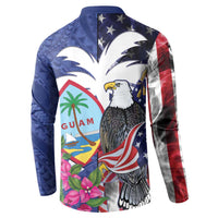United States Guam Button Sweatshirt USA Eagle Guahan Seal Bougainvillea LT14 - Polynesian Pride
