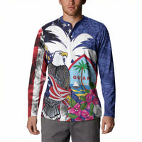 United States Guam Button Sweatshirt USA Eagle Guahan Seal Bougainvillea LT14 - Polynesian Pride
