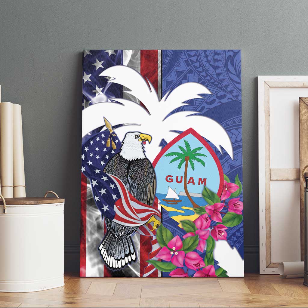 United States Guam Canvas Wall Art USA Eagle Guahan Seal Bougainvillea LT14 - Polynesian Pride