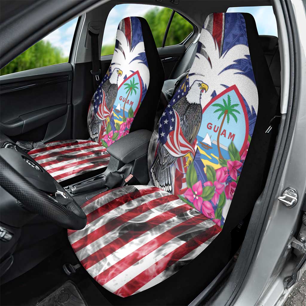 United States Guam Car Seat Cover USA Eagle Guahan Seal Bougainvillea - Polynesian Pride