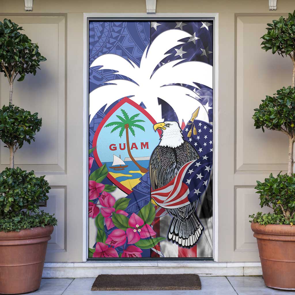 United States Guam Door Cover USA Eagle Guahan Seal Bougainvillea - Polynesian Pride