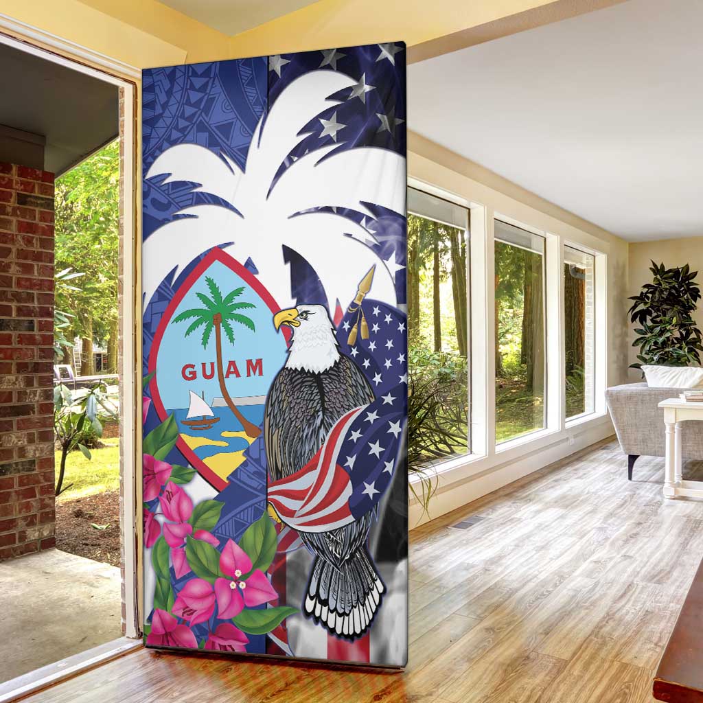 United States Guam Door Cover USA Eagle Guahan Seal Bougainvillea - Polynesian Pride