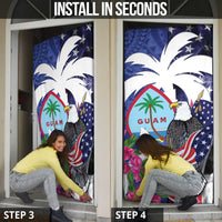United States Guam Door Cover USA Eagle Guahan Seal Bougainvillea - Polynesian Pride