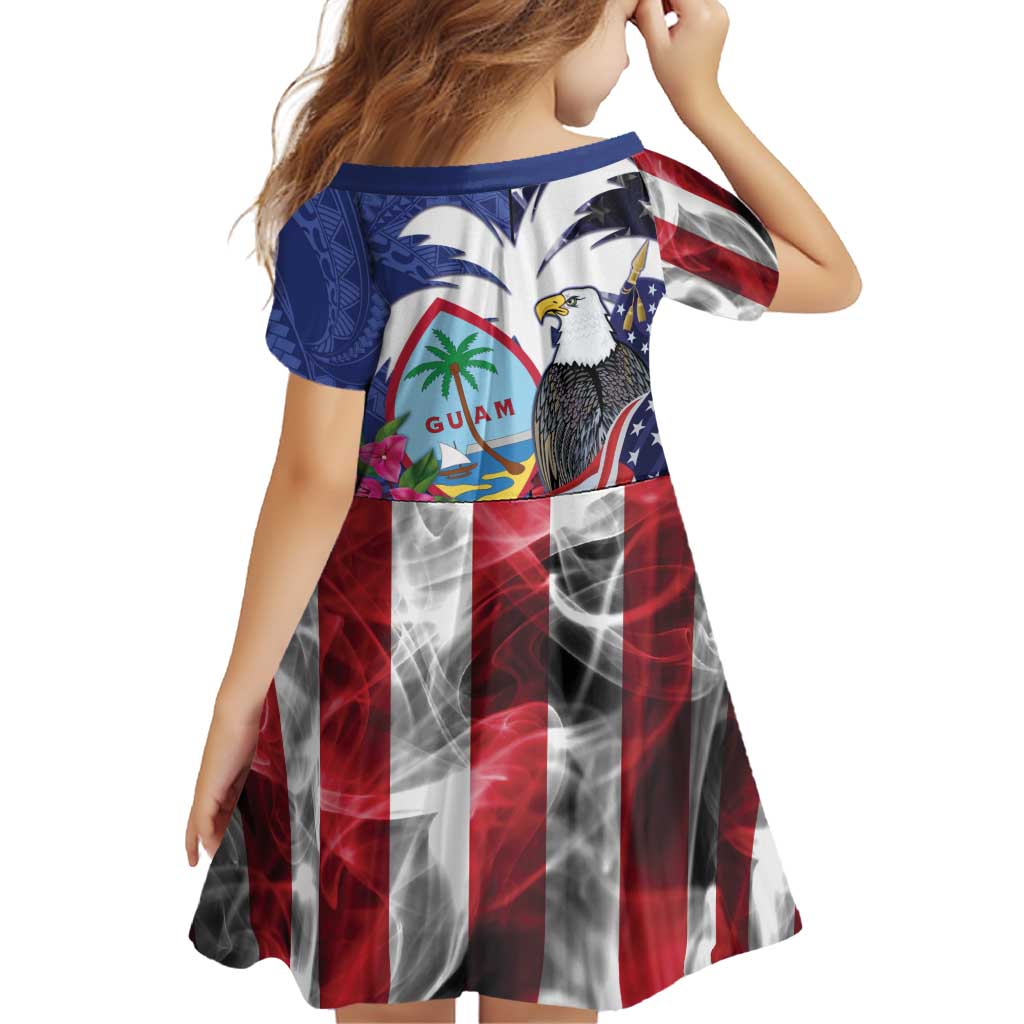 United States Guam Family Matching Off Shoulder Short Dress and Hawaiian Shirt USA Eagle Guahan Seal Bougainvillea LT14 - Polynesian Pride
