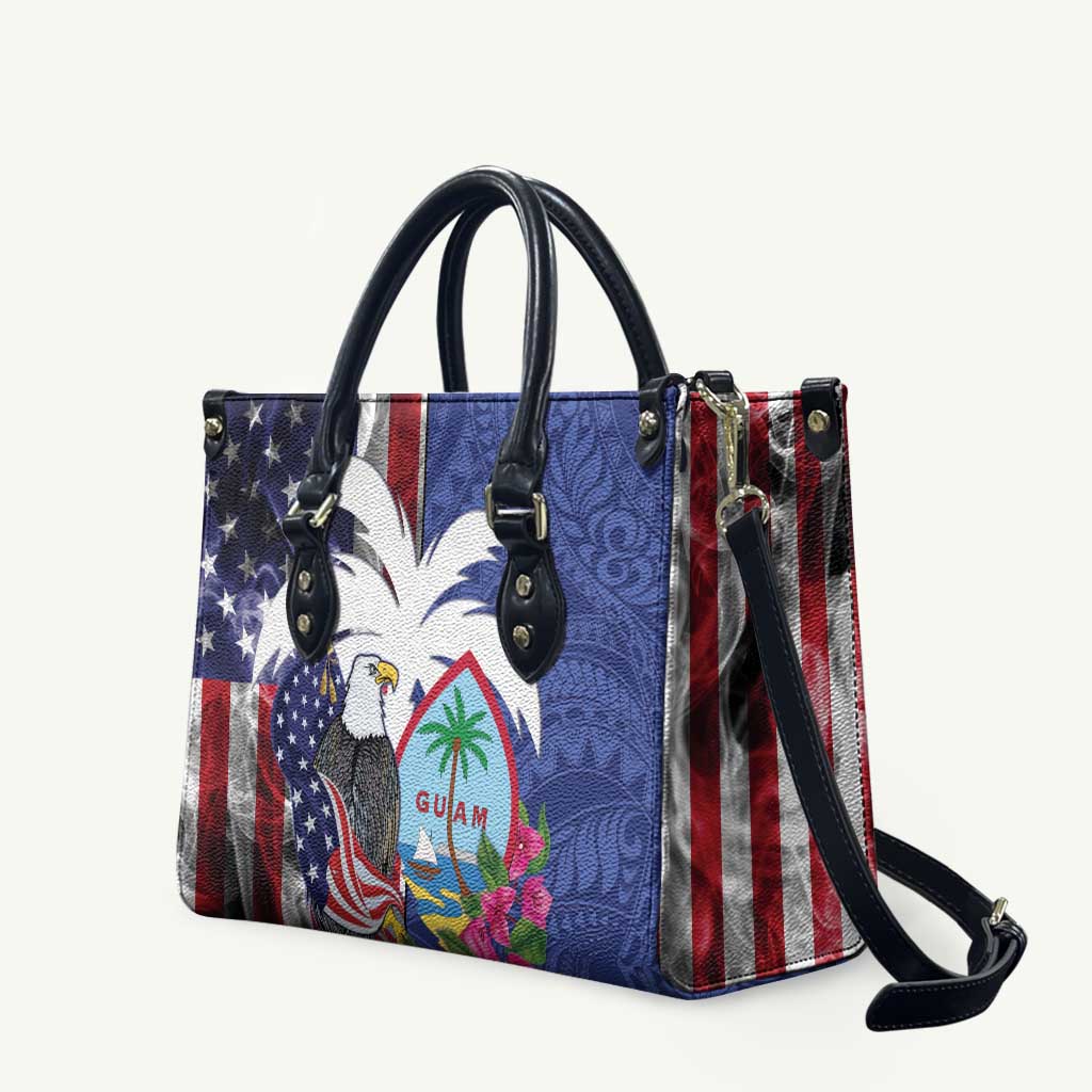 United States Guam Leather Bag USA Eagle Guahan Seal Bougainvillea - Polynesian Pride