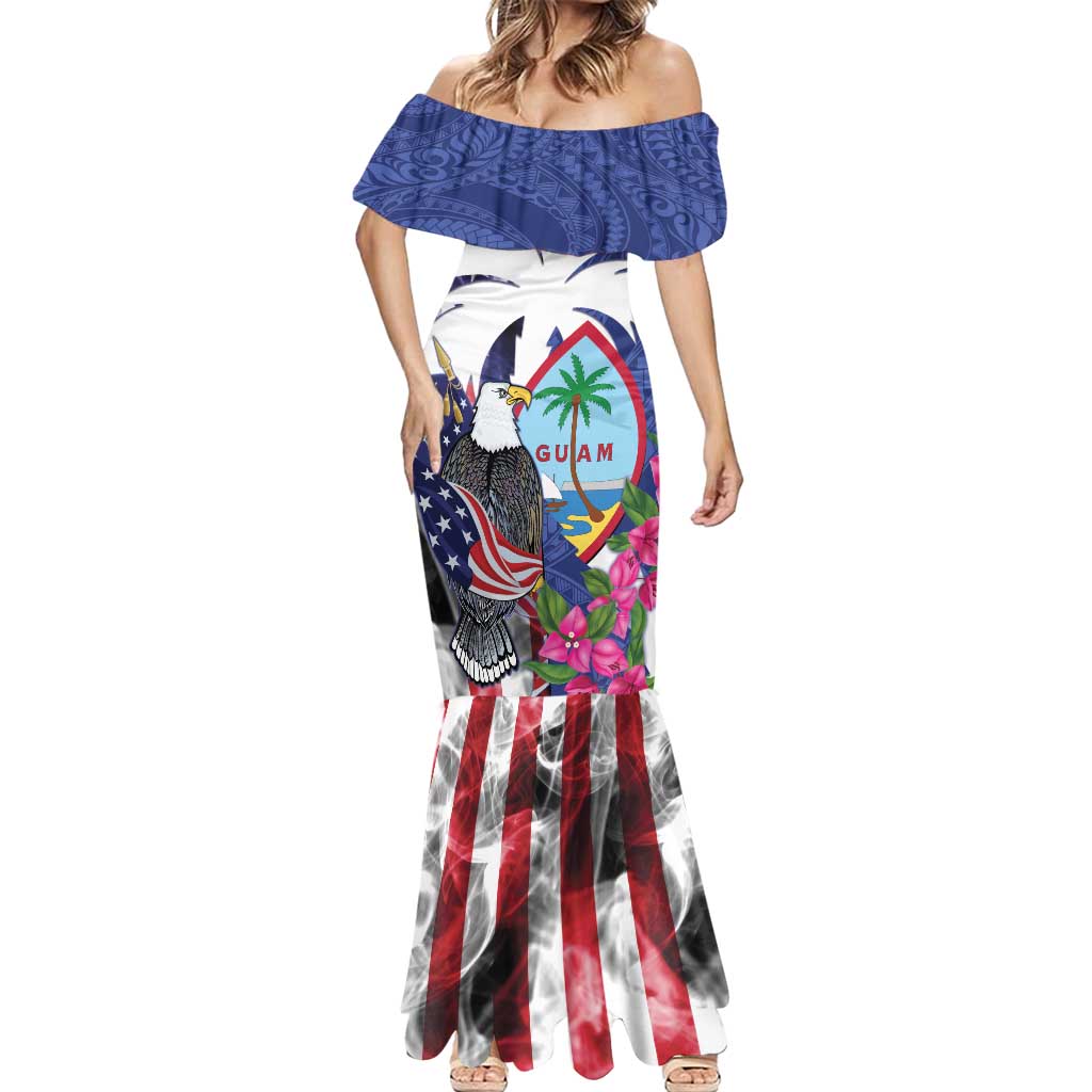 United States Guam Mermaid Dress USA Eagle Guahan Seal Bougainvillea - Polynesian Pride