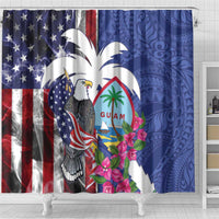 United States Guam Shower Curtain USA Eagle Guahan Seal Bougainvillea LT14 - Polynesian Pride