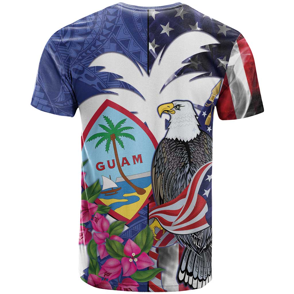 United States Guam T Shirt USA Eagle Guahan Seal Bougainvillea LT14 - Polynesian Pride