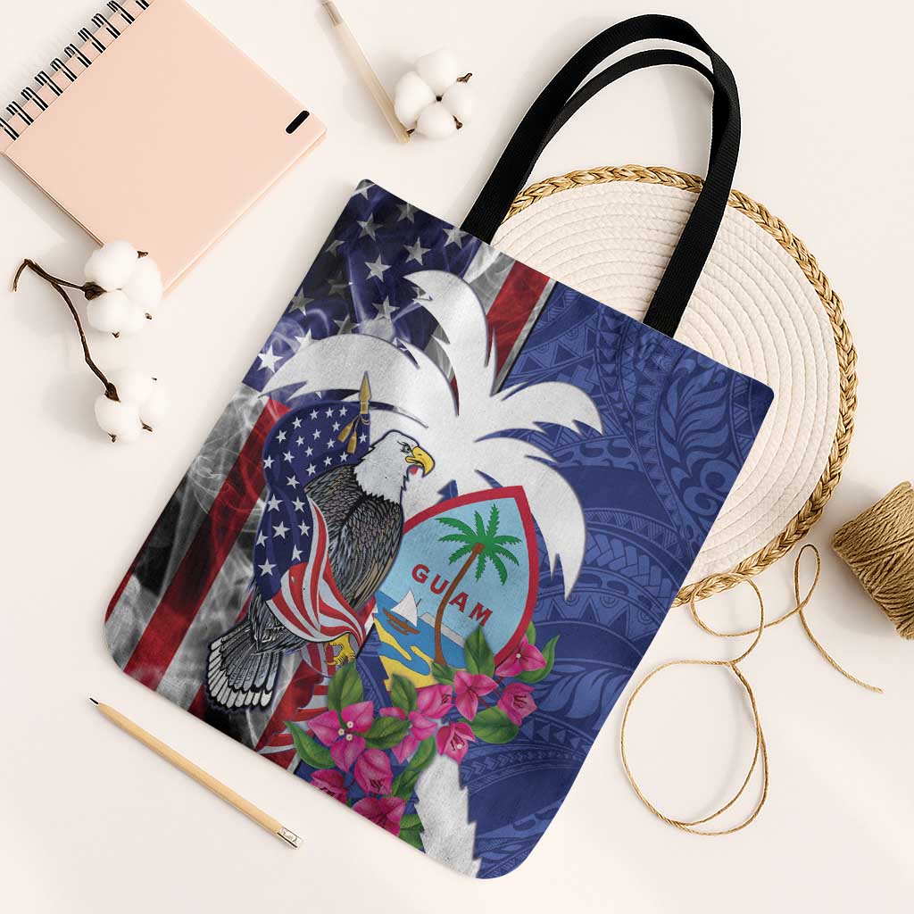 United States Guam Tote Bag USA Eagle Guahan Seal Bougainvillea - Polynesian Pride