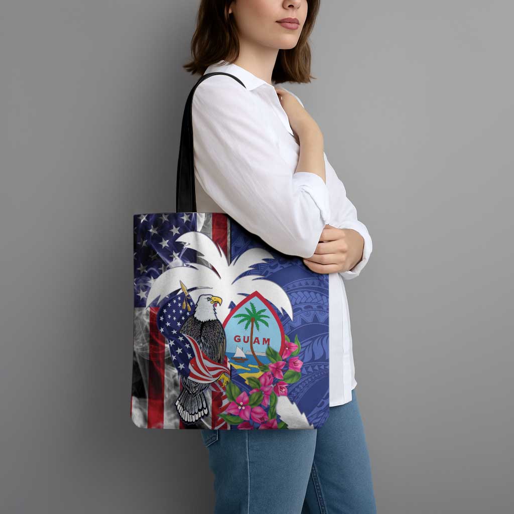 United States Guam Tote Bag USA Eagle Guahan Seal Bougainvillea - Polynesian Pride