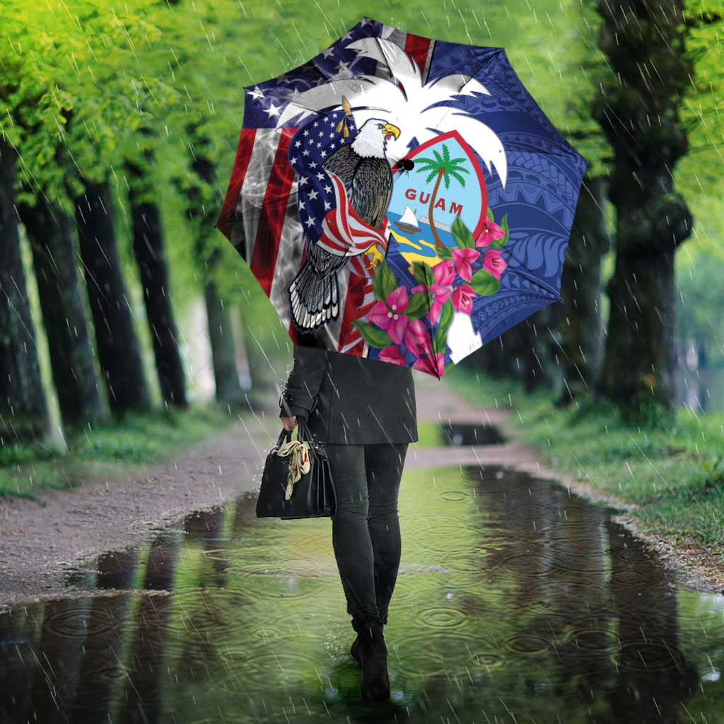 United States Guam Umbrella USA Eagle Guahan Seal Bougainvillea - Polynesian Pride