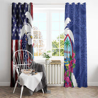 United States Guam Window Curtain USA Eagle Guahan Seal Bougainvillea LT14 - Polynesian Pride