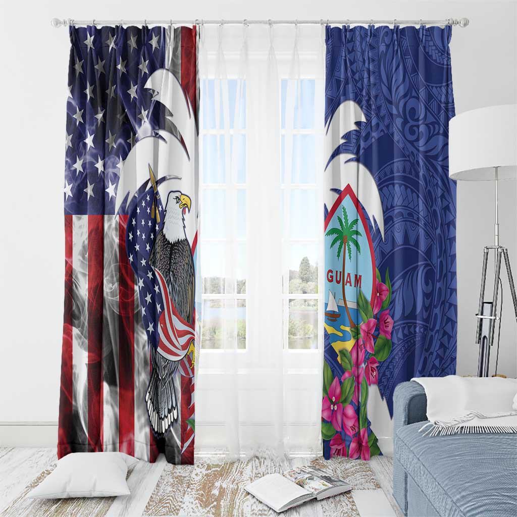United States Guam Window Curtain USA Eagle Guahan Seal Bougainvillea LT14 - Polynesian Pride
