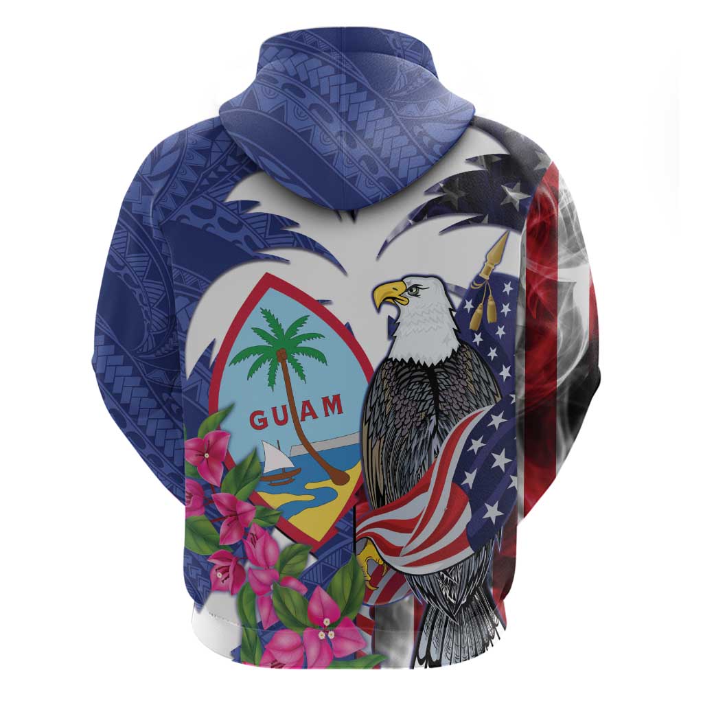 United States Guam Zip Hoodie USA Eagle Guahan Seal Bougainvillea LT14 - Polynesian Pride
