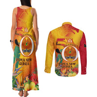 Papua New Guinea Independence Day Couples Matching Tank Maxi Dress and Long Sleeve Button Shirt 50th Anniversary Unity in Diversity LT14 - Polynesian Pride