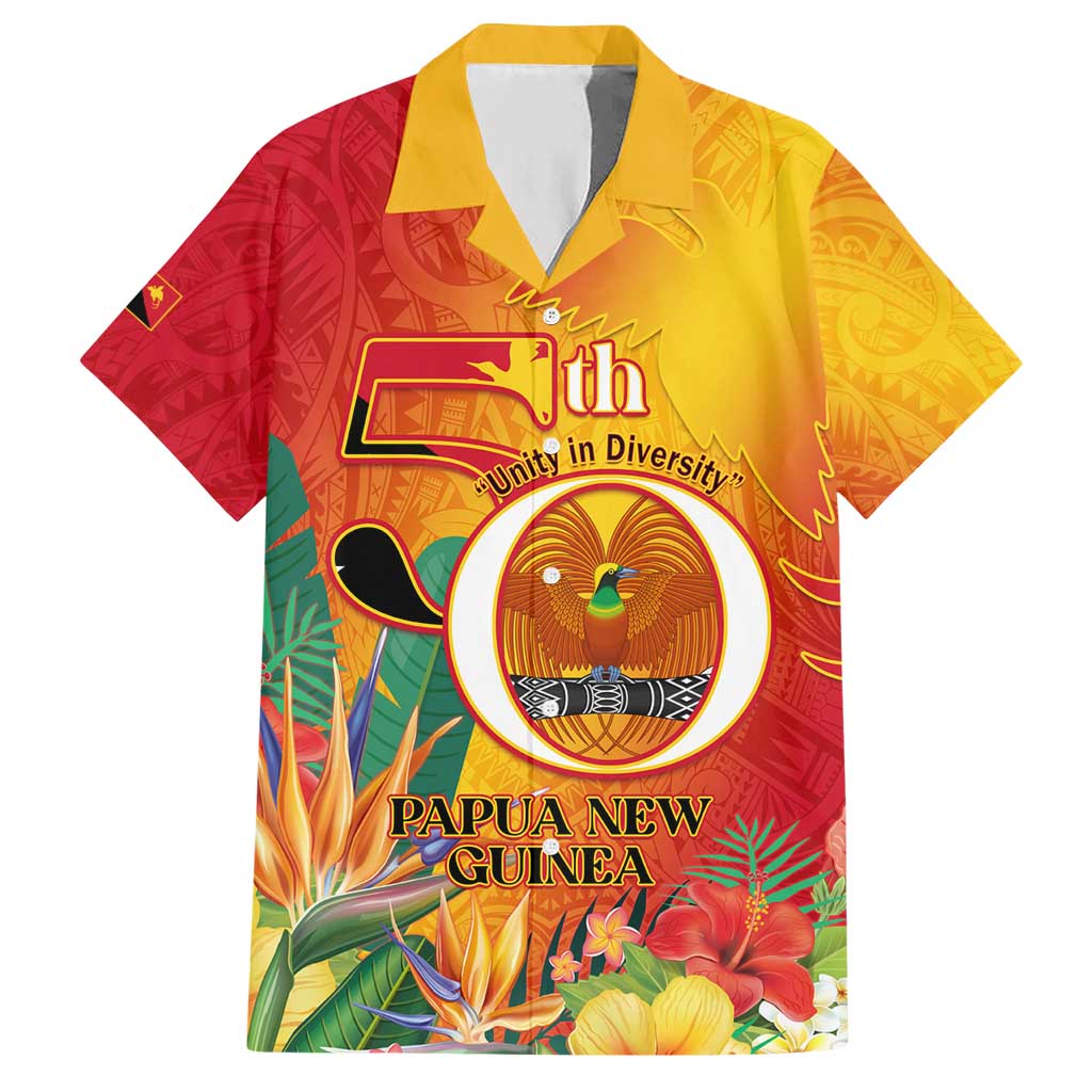 Papua New Guinea Independence Day Family Matching Short Sleeve Bodycon Dress and Hawaiian Shirt 50th Anniversary Unity in Diversity LT14 Dad's Shirt - Short Sleeve Red - Polynesian Pride