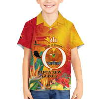 Papua New Guinea Independence Day Family Matching Short Sleeve Bodycon Dress and Hawaiian Shirt 50th Anniversary Unity in Diversity LT14 Son's Shirt Red - Polynesian Pride