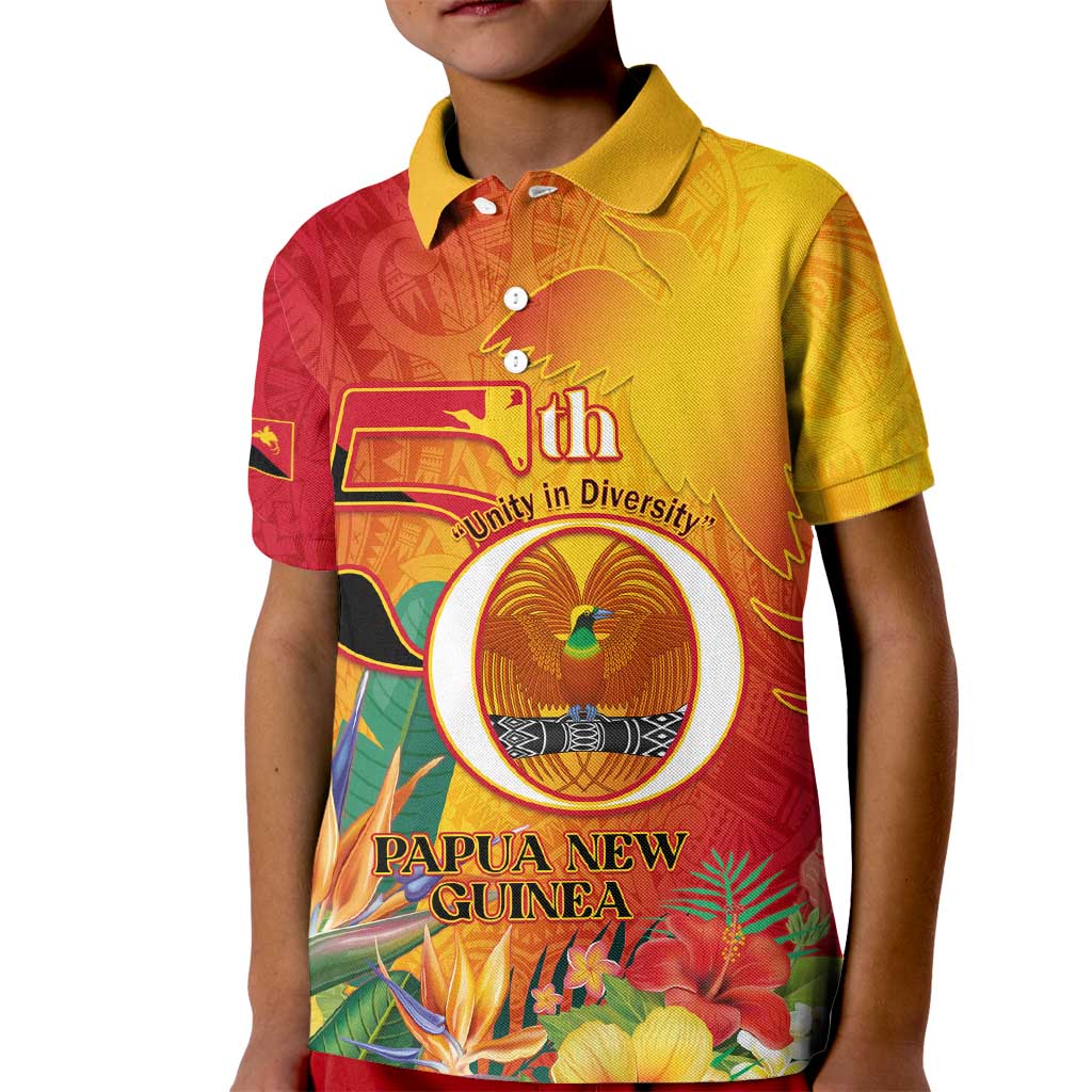 Papua New Guinea Independence Day Kid Polo Shirt 50th Anniversary Unity in Diversity